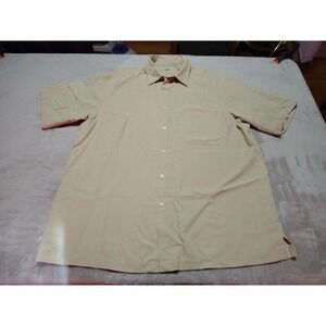 Caribbean Blues Bowling Shirt Men L Beige Retro Travel Classic Vintage Comfort